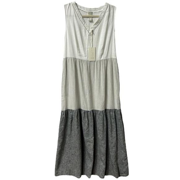 Joie NWT Women’s Sleeveless Color Block Linen Blend Maxi‎ Dress  Sz S - Picture 1 of 9